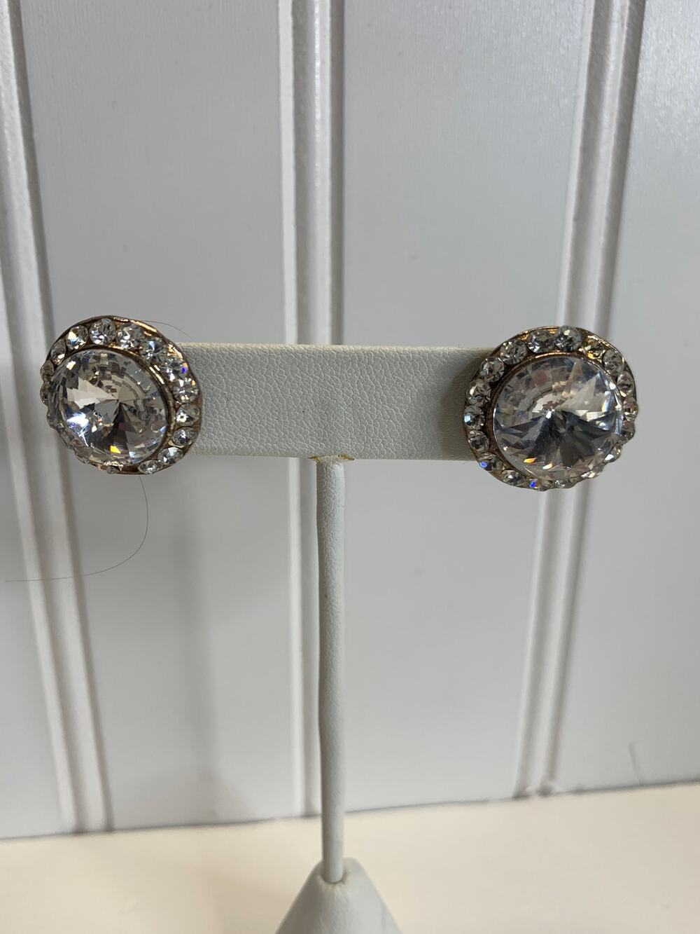 Crystal Rhinestone Faceted Sparkly Earrings 3/4" diameter